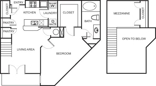 One Bedroom Mezzanine- 4510  Floorplan Image